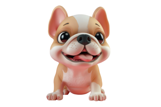 Happy 3d cartoon bulldog isolated on png background.