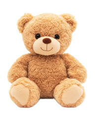 Fototapeta premium Adorable Light Brown Plush Teddy Bear Sitting on Transparent Background