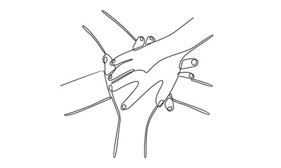 continuous line art of Unity and teamwork concept