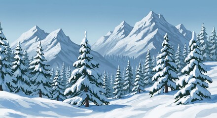 Fototapeta premium Snowy mountain range winter landscape serene atmosphere. AI Generated
