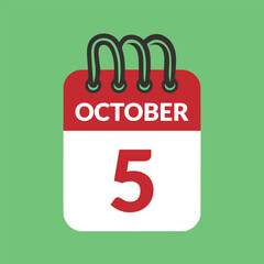 October 5 Calendar icon vector illustration.