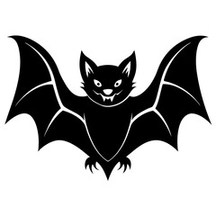 Black and white cat sitting on a white background, cute cartoon illustration of a kitten with a tail and expressive eyes, designed in a simple vector style