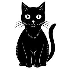  Black cat with glowing eye  silhouette vector illustration
