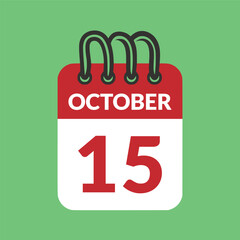 October 15 Calendar icon vector illustration.