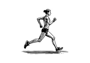 Marathon Runner hand drawn sketch vector illustration