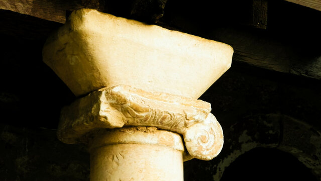Ancient lonic column. Ochrid City, Macedonia.