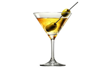A Classic Martini, Elegantly Garnished With Olives, Invites A Sophisticated Evening Of Relaxation And Refined Pleasure Against A Pristine White Backdrop Isolated on Transparent Background