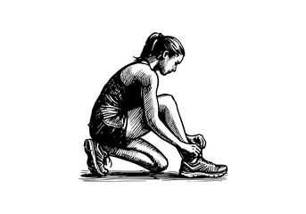 Marathon Runner hand drawn sketch vector illustration