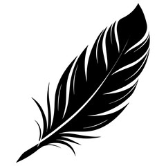 Obraz premium Fluffy vector feather silhouette, a light pen-like drawing