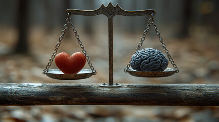Balanced scales illustrate the harmony between emotion and intellect in the realm of emotional intelligence