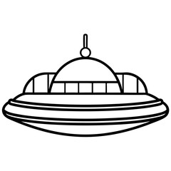 Fototapeta premium Harp Hovercraft line art vector illustration 