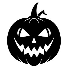 A carved orange jack-o-lantern with a scary face, isolated for Halloween decoration