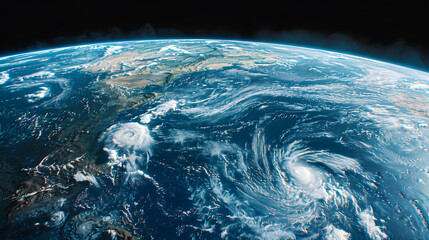 A Celestial View: Earth's Diverse Terrains and Swirling Clouds from Xalilean Satellite Imagery