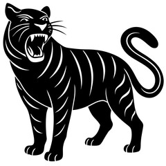 Laughing Tiger silhouette vector illustration 
