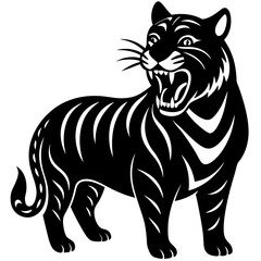 Laughing Tiger silhouette vector illustration 