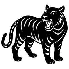 Laughing Tiger silhouette vector illustration 
