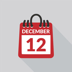 December 12 Calendar icon vector illustration.