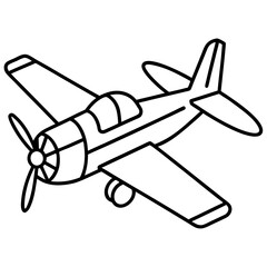 Piccolo propeller plane line art vector illustration