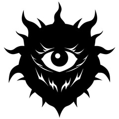 Shadowy demon eye in the darkness silhouette vector illustration