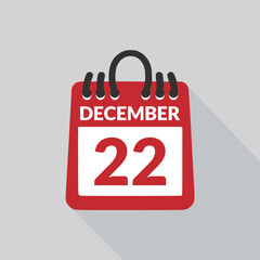 December 22 Calendar icon vector illustration.