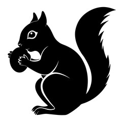 Obraz premium Squirrel hiding nut in it's cheek silhouette vector illustration