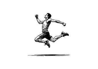 Marathon Runner hand drawn sketch vector illustration