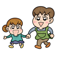 園児と手をつなぐ保育士