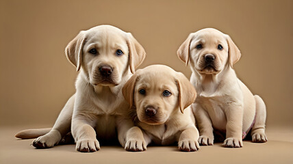 Precious Labrador Puppies Lovingly Grouped Against Brown Background
