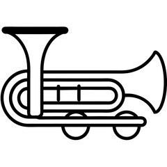 Tuba Train line art vector illustration
