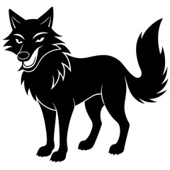 Winking wolf silhouette vector illustration