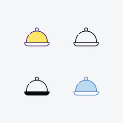 Food Tray icons set Line and Glyph black vector icon