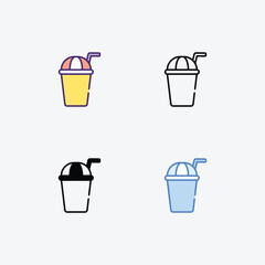 Cup  icons set Line and Glyph black vector icon