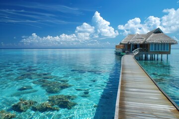 Fototapeta premium maldives luxury resort, beautiful sea, hotel, blue sky