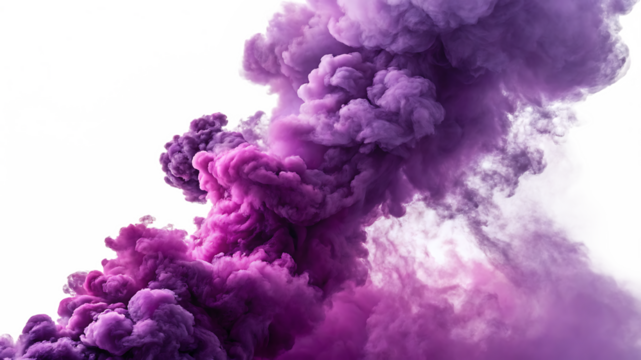 purple explosion smoke isolated on white background PNG. GENERATIVE AI