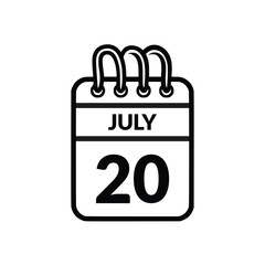 October 20 Calendar icon vector illustration.