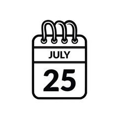 October 25 Calendar icon vector illustration.