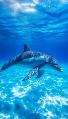 Fototapeta premium Dolphin Underwater Ocean Scene