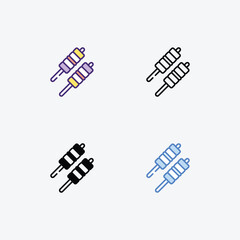 Brochettes icons set Line and Glyph black vector icon