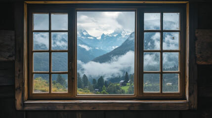 Fototapeta premium Mountain panorama window views scenery nature landscape scene scenery wallpaper backdrop