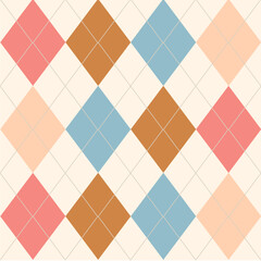 Argyle pattern of geometric rhombus. Harlequin design. Classic diamond shaped textile material for gift wrapping paper, socks, sweater, jumper, other modern textile or paper design.	