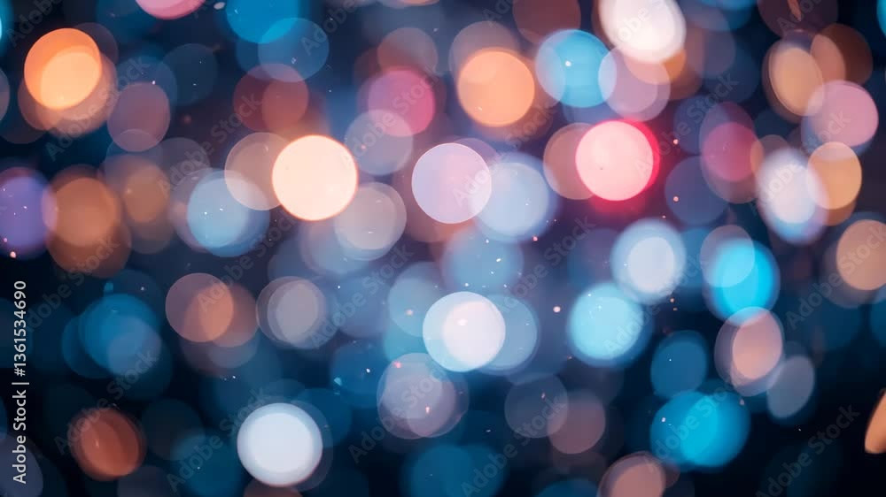 Poster abstract bokeh background with blue orange and red blurred lights and circular dots