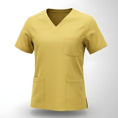 Naklejka premium Empty Background Display of a Short-Sleeve Yellow Nurse Scrubs Top Mockup