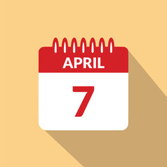 April 7 Calendar icon vector illustration.