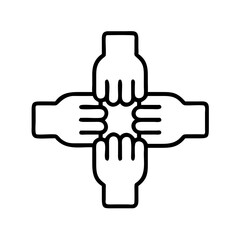 Obraz premium Collaborative hands icon in minimalist style symbolizing teamwork and unity
