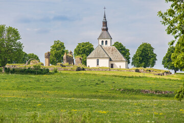Gudhem old church with a abbey ruin
