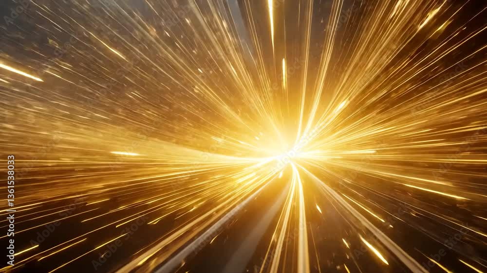 Poster abstract golden light trails creating dynamic motion on black background
