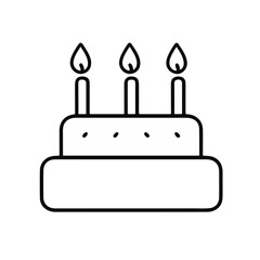 Birthday cake with three candles in a minimalistic style  