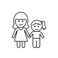 Family icons depicting mother and child holding hands  