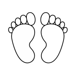 Footprint vector icon illustration in black and white design  