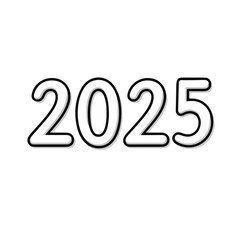 2025 outline illustration in black and white style  